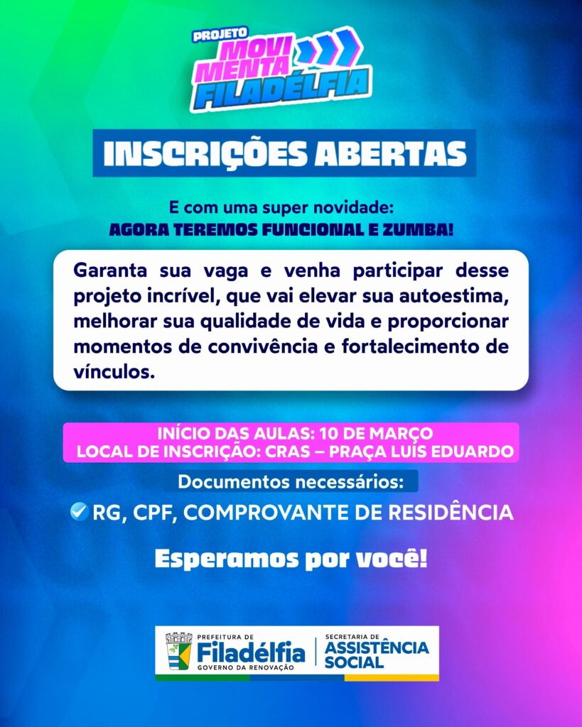 Prefeitura relança Projeto Movimenta Filadélfia com novas atividades para mais saúde e bem-estar